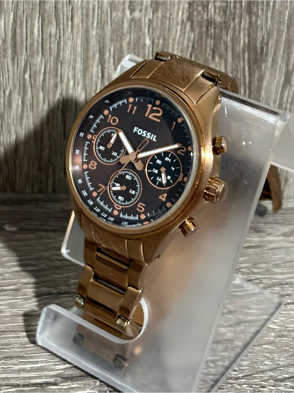 Brown Fossil Flight Chronograph Women’s Watch With New Battery